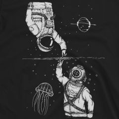 Astronaut en diepzeeduiker T-shirt 100% katoen