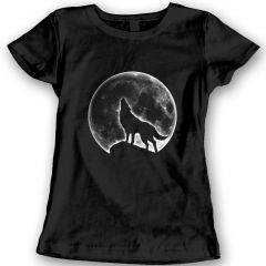 Wolf Maan T-Shirts Cadeauidee Voor Dames 100% Katoen