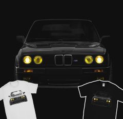 E30 Yellow  Yellow Headlights  Headlights T-Shirt  T-Shirt Mpower