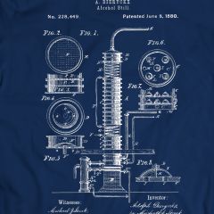 Alcohol Stil Distilleerder Van Drank Patent T-shirt 100% Katoen Verjaardagscadeau