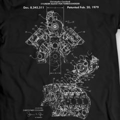 Cilinderblok Turbocharger Patent T-shirt 100% Katoen Verjaardagscadeau