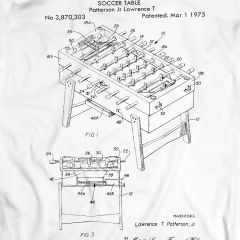 1975 Tafelvoetbaltafel Patent Voetbal T-Shirt 100% Katoen Verjaardagscadeau