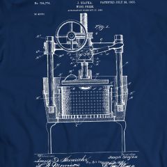 Wijnpers Machine Patent T-Shirt 100% Katoen Verjaardagscadeau