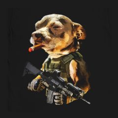Leger Pitbull Sigaar Badass T-Shirt Militaire Hond Warfare 100% Katoen 