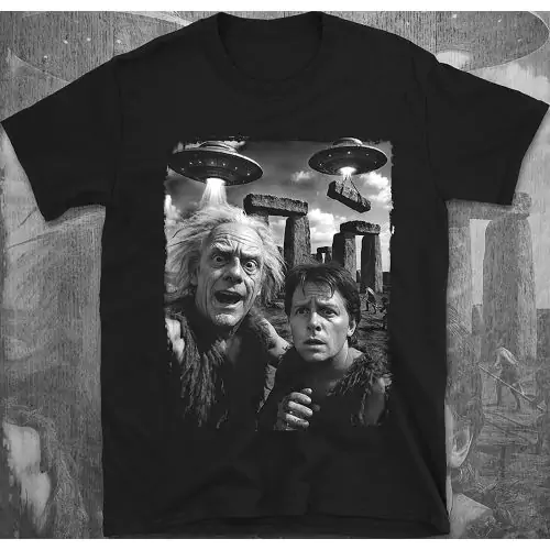 Doc & Marty vs. Aliens โ Stonehenge Parody Tee