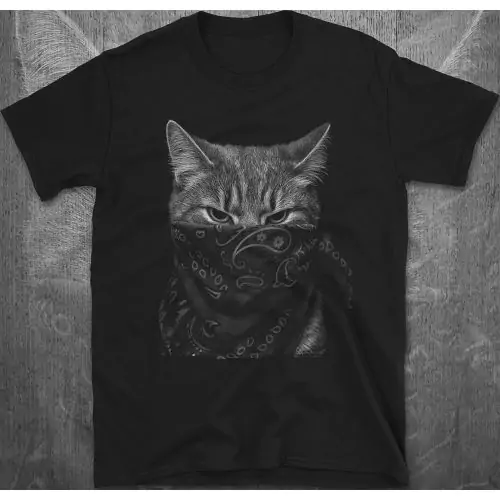 Gangsta Cat Bandana Tee | Rebel Kitty Streetwear Shirt