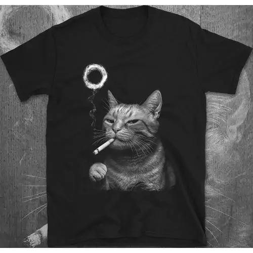 Judgy Cat Smoking Tee | Sarcastic Kitty Graphic Shirt