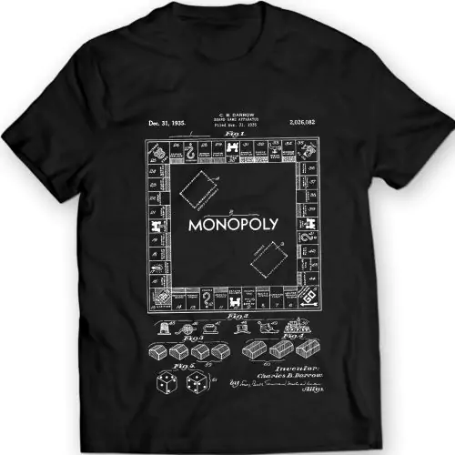 Monopoly Bordspel Patent T-Shirt Verjaardagscadeau