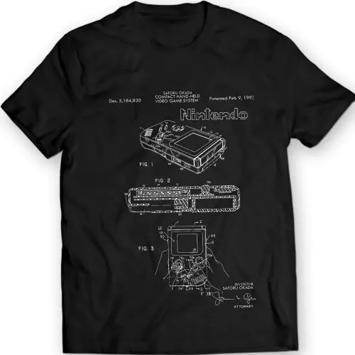 Nintendo Gameboy 1993 Spel Patent T-Shirt Verjaardagscadeau