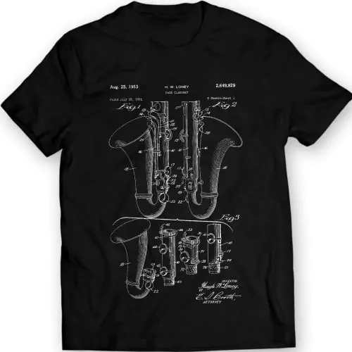 Bass Klarinet Patent T-Shirt 100% Katoen