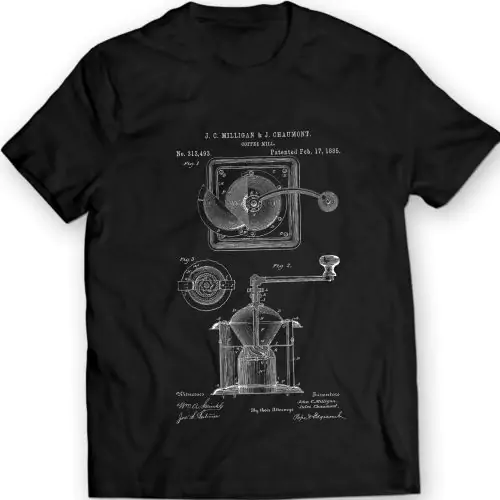 Brouw stijl met ons "Coffee Grinder Burr Mechanical Mill Vintage Patent T-shirt.