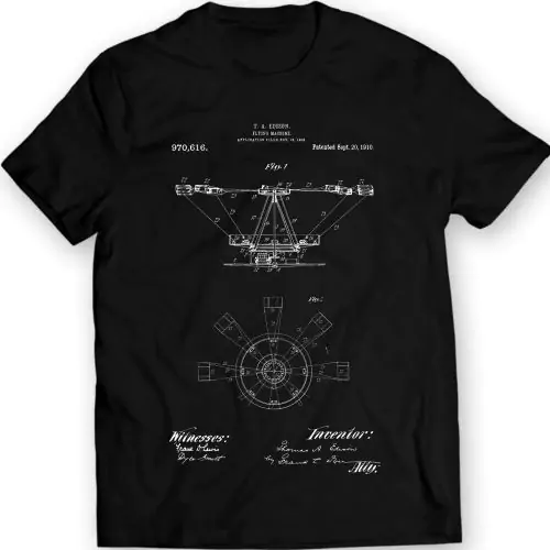 Edison Flying Machine Patent T-shirt – Vlieg door de tijd met innovatie