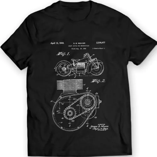 Verfraai je stijl met ons Shaft Drive Motorcycle Patent Motorbike T-shirt, vakkundig vervaardigd uit premium katoen, met een
