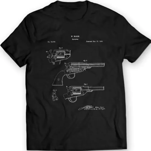 Maak een statement met ons Revolving Fire-Arms Patent T-shirt, gemaakt van premium katoen en met een gedetailleerde reproductie van het historische patent