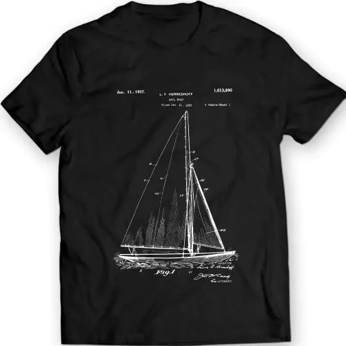 Zeil-elegantie: Herreshoff zeilboot patent-T-shirt 1881
