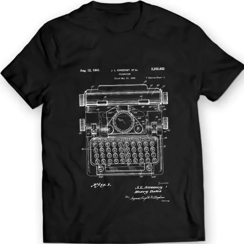 Breng de innovatie uit de jaren 40 nieuw leven in met ons Typewriter Patent T-shirt. Limited edition – draag geschiedenis in stijl! Winkel nu.