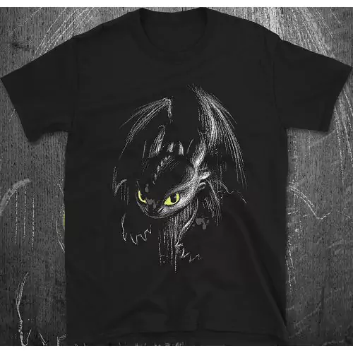 Toothless Fury Ink T-Shirt – geïnspireerd door How To Train Your Dragon